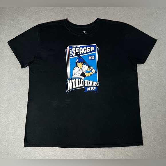 Corey Seager 2020 World Series MVP Dodgers T-Shirt 2XL Black MLB Fanatics - Picture 1 of 5